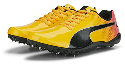 PUMA Mens Evospeed Prep Sprint 3 Track and Field Shoe, Sun Stream Sunset Glow Puma Black, 8.5 UK