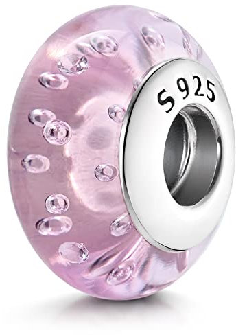 Materia Glas Charm rosa Zirkonia Beads Silber 925 Damen #1162