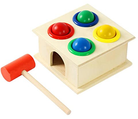 Stronrive Jouets martelant martelant | Reconnaissance des Couleurs pour l'éducation précoce,Jeu Marteau et 4 balles en Bois pour Enfants Apprendre Les Couleurs, Compter Les balles