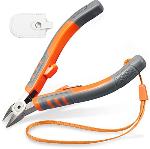 LEONTOOL Pince coupante diagonale de 12,7 cm - Pince coupante diagonale avec corde à main et couvercle de protection - Cisaille à fil pour zones étroites - Attaches à glissière