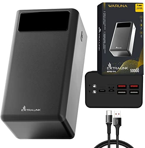 Powerbank 50000mAh 5V Power Bank USB C Micro-USB Robustes Gehäuse Lithium-Polymer-Akku Digitale Anzeige Externe Handyakkus Kompakte Größe 4 Geräte gleichzeitig LED-Taschenlampe Powerbank