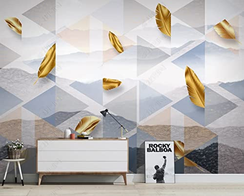 Fototapete 3D Effekt Landschaftsgoldene Blätter Im Chinesischen Stil Vliestapete 3D-Tapete Wohnzimmer Schlafzimmer Mauer Tapisserie Schmücken 150Cm(W)*105Cm(H)