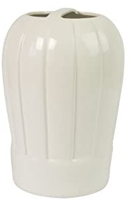 FISURA – Porta utensilios original con forma de gorro de cocina. Soporte para utensilios de cerámica. Organizador de cocina blanco. 12 x 12 x 22,5 centímetros.