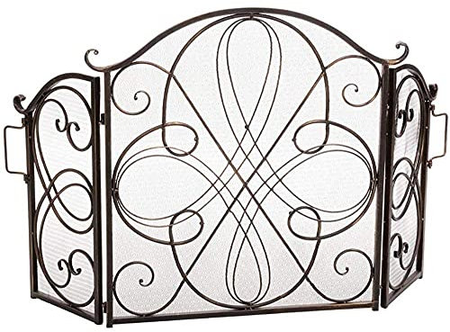 Kaminschutz Baby-Sicherheits-Feuerschutz-Bildschirme für offene Feuer, großer Kamin-Funkenschutz Wohnzimmer-Heimdekoration mit rustikaler abgenutzter Oberfläche hoch 85 cm (Color : Bronze) (Bronze