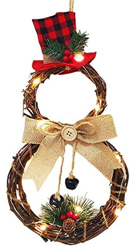 Ghirlanda natalizia, decorazione da appendere con luci a LED, a batteria, per decorazioni, porta anteriore, da parete
