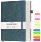 OFFIGIFT Notizbuch B5 liniert, Hardcover Tagebuch mit 312 Nummerierten Seiten, 100g/m² Tintenfestes Papier Dickes Notizbücher, Leder Tagebuch für Erwachsene Frauen Männer, 19,3 x 26,4 cm, Graublau