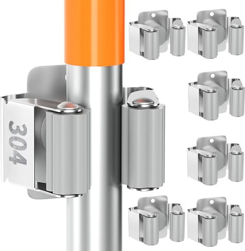 reliahom 6 Stück Besenhalter Wandhalterung 304 Edelstahl Mop Hanger Organisation Heavy Duty Garage Aufbewahrungssystem Garten Wäsche Küche Werkzeug Organizer Allzweck-Aufbewahrungsregal (Silber)