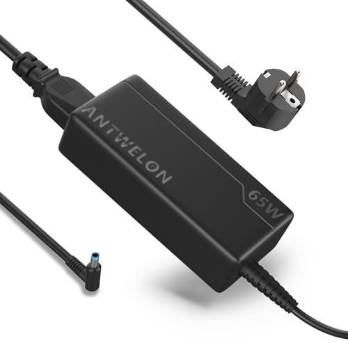 ANTWELON 65W Cargador de Portátil 19.5V 3.33A para HP Pavilion x360 11 14 15, Envy x360 13 15 17, Elitebook 820 840 G3 G4, ProBook 450 650 G5 G6 G7, Spectre X2 Cable de Alimentación Adaptador AC 4.5mm