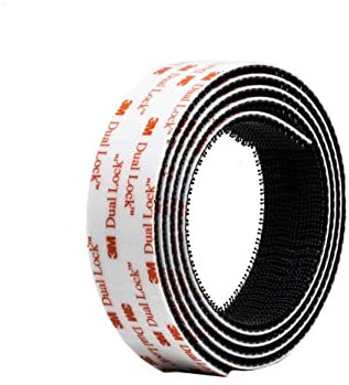 3 M Dual Lock SJ3550, 1 Striscia Adesiva con Dual lock, Chiusura a Pressione, prodotto altamente adesivo per Auto, Dashcam, Go Pro, Supporto Pagamento Pedaggio, Fai da te (25,4 mm x 1 m) Nero