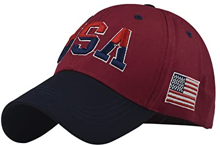 QIFLY Männlich Weiblich Neutral Sommer Amerika Flagge Stickerei Baseballmützen Verstellbare Hut Visiere Hüte Dich Vorm Bösen Wolf