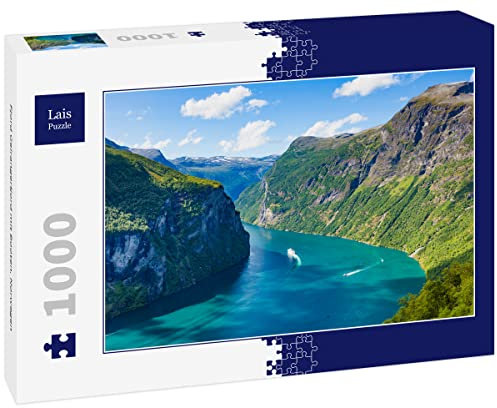 Lais Puzzle Fjord Geirangerfjord mit Booten, Norwegen 1000 Teile