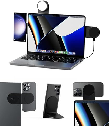 Rolling Square Edge Pro Full Kit - Magnetic Phone Holder, Universal Wireless Magnetic Phone Charger, 1000 Lumens Light, Mobile Phone Holder for Smartworking, Black