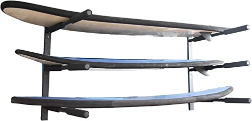 HACSYP Surfbrett-Ausstellungsständer, Surfbrett-Rack for 3 Surfbretter, Outdoor-/Indoor-Aufbewahrungsregal for Surf-Skateboard, Skate und Snowboard