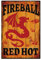 GLOBLELAND Vintage-Feuerball-Metall-Blechschild Lustiger Retro-Drache Metall-Wanddekoration Dekoratives Blechschild Kunsttafel Poster 8 x 12 Zoll/20x30 cm Für Zuhause Küche Bar