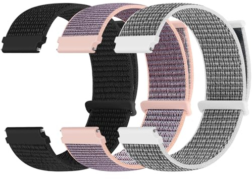 Yunshare 20mm Nylon Armband Kompatibel mit Samsung Galaxy Watch 7 6 5 4 40mm 44mm/Garmin Vívoactive 6/5/3/3 Music/Forerunner 570 42mm/55/158/165/245/645/Amazift Active 2/Active Damen Herren