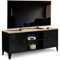 IDMarket - Meuble TV 113 cm Ester 2 Portes métal Noir et Plateau Bois Design Industriel