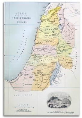 HAYZE Zwölf Stämme Israels Landkarte Poster Dekorative Leinwand Wand & Kunst Poster Gemälde 30 x 45 cm