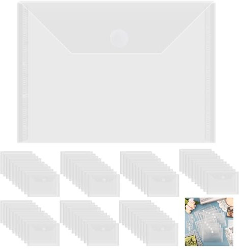 Briartw 70 Aufbewahrungsumschläge mit Klettverschluss, 17,8 x 12,7 cm, wiederverschließbare Kunststoff-Umschläge für Stanzformen, Schablonen, Basteln, Organizer, transparente Aufbewahrungstasche für