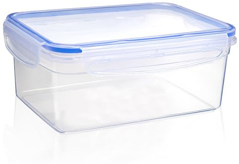 Best House | Plastic Food Storage Container | AirTight | 2.2 Litres | Set of 2 | Clear Rectangle Grocery Storage Box Container with Lock Lids, BPA Free, Microwave, Freezer & Dishwasher Safe