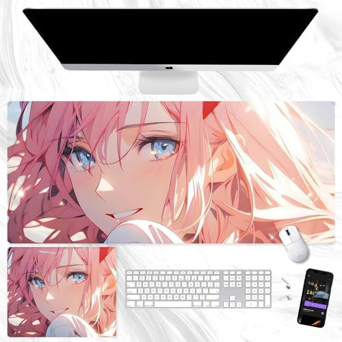 Darling in the Franxxx Mauspad Zero Two Mauspad Anime Gaming Mousepad Große Tastatur Pad Computer Laptop Büro Student Mousepad für Jungen Mädchen