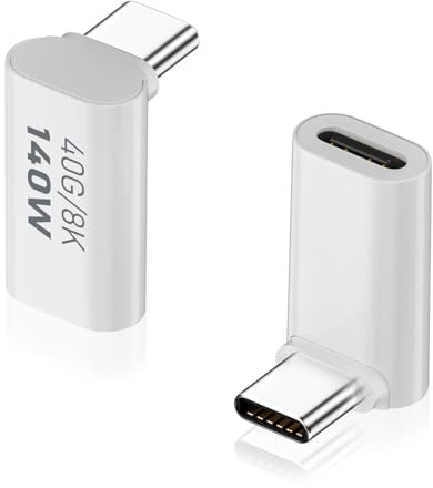 Duttek 40Gbps USB C 90 Grad Adapter 140W, 90 Grad USB C Stecker auf Buchse Extender Adapter mit 8K Video für Laptop, Tablet und Handys (2 Stück)