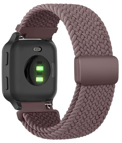 Vancle Bracelet Compatible pour Garmin Venu/Vivoactive 3, Magnétique Elastique pour Femme Homme (Fumée Violet)