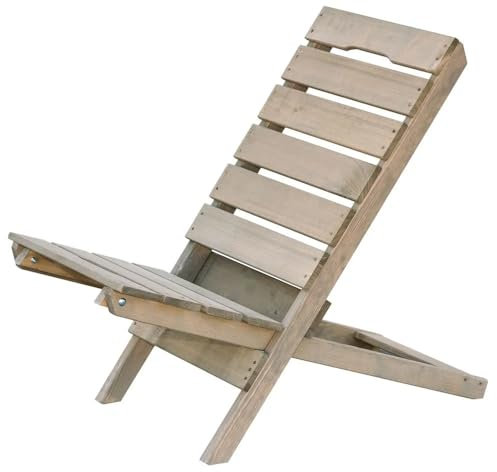 ITA Faltbarer Gartenstuhl Grau aus Holz - Holzstuhl für Garten, Balkon, Terrasse - Platzsparend Klappbar, Wetterfest, Naturholz, Kompakt, Made in EU