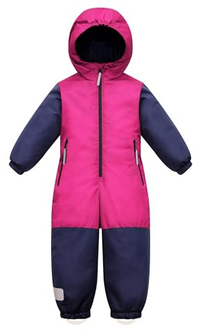 Owntop Combinaison de Ski Enfant Mixte - Combinaison Neige Imperméable et Coupe-Ventavec Capuche et Bandes Réfléchissantes pour Fille et Garçon(Rose,122)