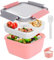 Farerkass Lunch Box, Fiambrera Infantil, 1500ML Bento Box para Niños Adultos con Compartimento, Lonchera a Prueba de Fugas con Cubiertos, para Microondas Escuela Trabajo (rosa)