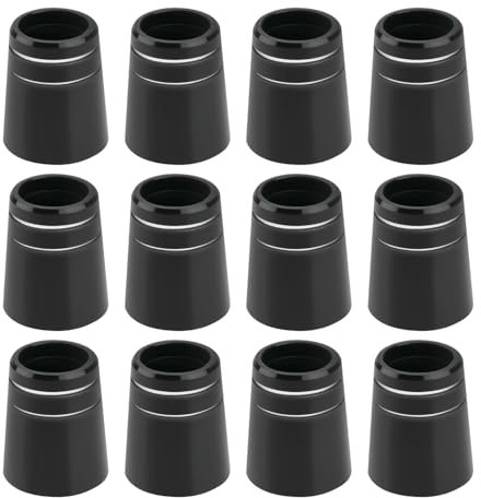 SG Store 12Pcs Iron Ferrules Golf Ferrules Double Silver Ring Rubber Sleeve Conical Golf Club Ferrule for 0.355 Club 8.6x16x13.5mm Black