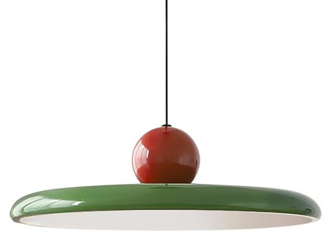 XIRYTU-H 40cm Moderne LED Pendelleuchte, 36W Dimmbar Hängelampe, 3000K/4500K/6000K, Höhenverstellbar, Metall Runde Kronleuchter für Esszimmer, Wohnzimmer, Cafés (Rot + Grün)