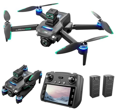 OBEST Drone GPS con Cámara 4K, Mando Distancia con Pantalla UHD 5.9, Dron Plegable con Tarjeta SD, 2 Batería 40Min, Transmisión FPV 5G, RC Cuadricóptero Adultos Estabilizador Seguimiento