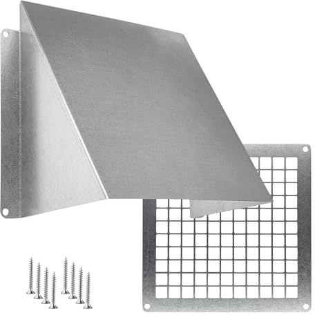 TURvent 150x150mm Outdoor Dryer Vent Cover with Mesh - 6x6 Inch Galvanized Metal Wall Rain Cover - Weatherproof Exhaust Grille for Duct Openings