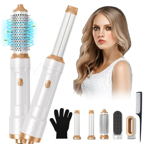 Hair Styler 5 in 1, Magic Styler, 1000W Hair Dryer Brush for Hair Styling, Hot Air Brush with Auto Wrap Air Curler Wand, Hair Straightener Brush, Round Brush Hair Dryer for Volumise, Curls, Style