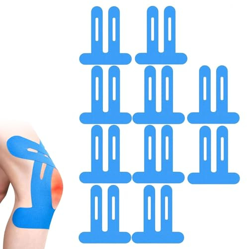 10PCS Knie Tape Bandage Knie Stabilisierung,Gittertape für Knie,Vorgeschnitten Hautfreundlich mit perfektem Trage-komfort,Wasserfestes & Elastisches Tape für Knieschmerzen (Blue)