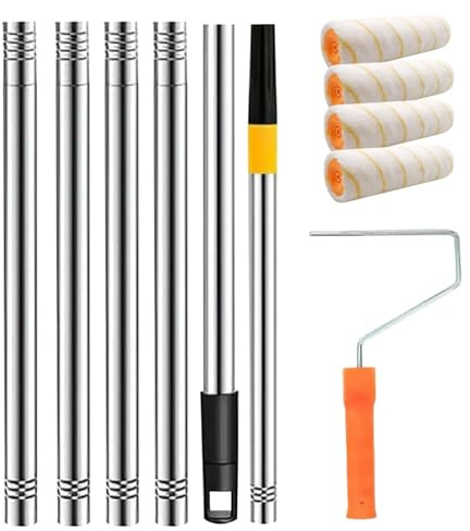 Moreeulsi Rouleau de peinture extensible avec pinceau pour plafond, armoires de cuisine, travaux manuels - 23 x 34 cm