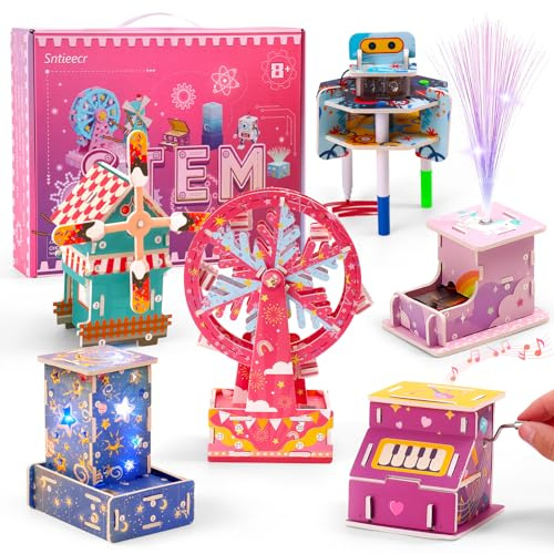 Sntieecr 6-in-1 STEM-Set für Kinder 8-12 Jahre: Mädchen-Engineering-Set mit 3D-KT-Board-Puzzle, Bildungs-BAU-Spielzeug, ideal als Weihnachts- & Geburtstagsgeschenke
