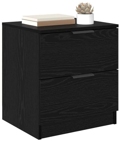 vidaXL Bedside Cabinet 2 pcs Black oak 45 x 39 x 50 cm Engineered wood, Modern Rectangular Nightstand, Compact Storage Table, Elegant Bedroom Furniture, Functional Side Cabinet for Living Room