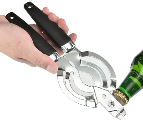 Ouvre-bocal en acier inoxydable pour couvercle de bouteille - Ouvre-bocal manuel - Pour personnes âgées, maison, armoire, comptoir, salle à manger, eau, bière, soda, noix