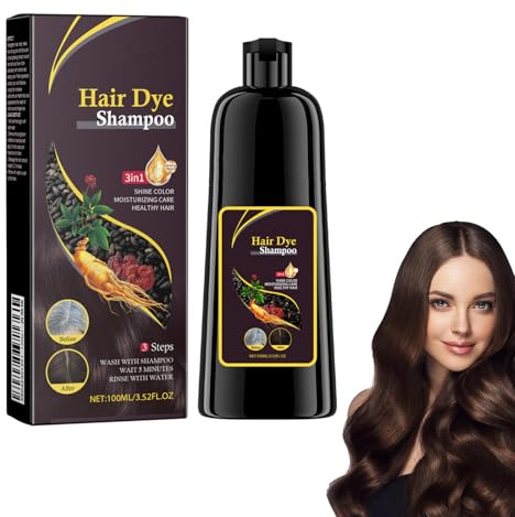 Champú tinte instantáneo,Champu Tinte Canas para Hombres Mujeres,Champú De Color De Cabello Para Cabello Gris (Marrón)