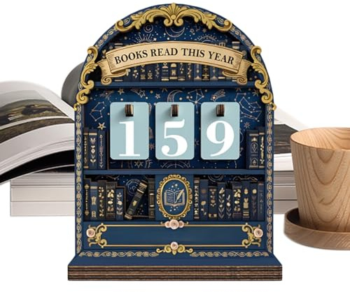 Eoixuqba Bücher Zähler - Dekoration Für Bücherregal Aus Massivholz, 11x16cm Moderner Holz BuchzäHler, 3D ZäHler Für Gelesene Bücher Dieses Jahres, Für Leser, Lehrer Und Bibliotheksliebhabe