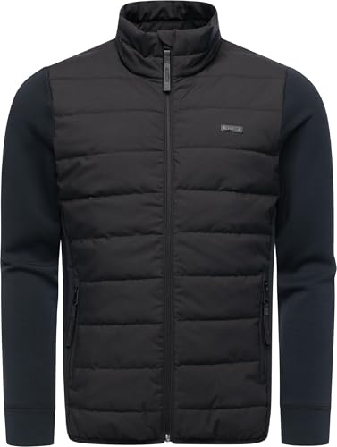 Ragwear Herren Funktions-Übergangsjacke mit Stehkragen im Materialmix leichte Steppjacke Rendan Tech YOUMODO Black Gr. M