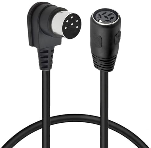 HTGuoji MIDI 6-Pin DIN Verlängerungskabel, 90 Grad Winkel männlich zu weiblich, Audio MIDI/AT Adapter für Keyboard, Synthesizer, Orgel, Elektroklavier, Gitarre (1 meter)