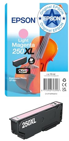 Epson Original 250XL Violin Singlepack Tintenpatrone | Magenta hell | 1x 10 ml | Original Epson Tinte für optimale Ergebnisse
