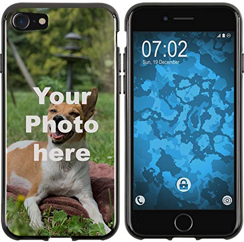 PhoneNatic personalisierte Handyhülle für iPhone SE 2020/8 / 7 Custom Case Schwarz zum selbst gestalten mit eigenem Foto Bild Text individuell