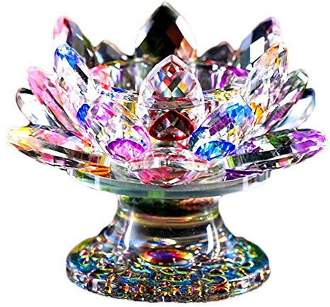 Golden.Y Kristall-Kerzenhalter, Lotus-Design, Elegantes Teelicht Kristall Glas Lotus Blume Design Kerzenständer Hochzeit Festival Tafelaufsatz Home Decoration.
