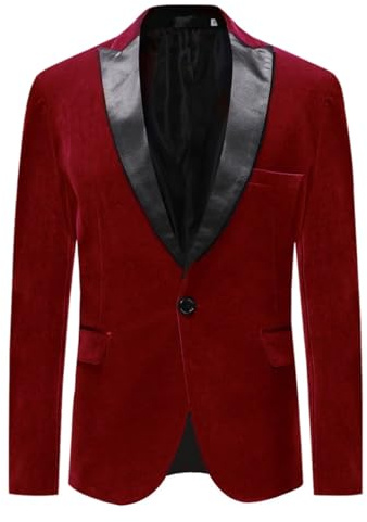 Allthemen Mens 1 Button Suits Blazer Slim Fit Velvet Suit Tuxedo | Mens Single Breasted Vintage Elegance Suit Jacket Lightweight Comfortable Smart Casual Blazer for Wedding Dinner
