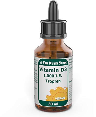 Vitamin D3 1.000 I.E. Tropfen vegan - Für gesunde Knochen und Zähne sowie eine normale Muskelfunktion - praktische Pipettenflasche