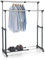 CARO-Möbel Garderobenwagen Rollgarderobe Kleiderständer Garderobenständer Rollkleiderständer CASA in schwarz, 2 Kleiderstangen, Metallgestell verchromt, höhen- und breitenverstellbar