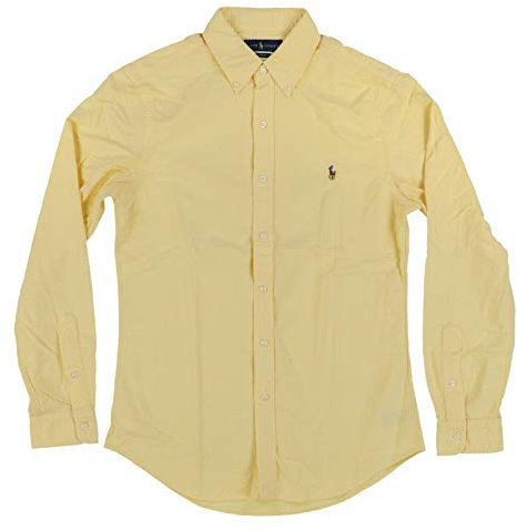 Polo Ralph Lauren Mens Classic Long Sleeve Oxford Shirt, Yellow, XXL